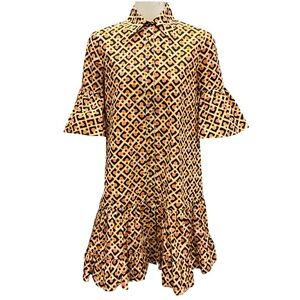 LA DOUBLEJ MULTI PUZZLE ROSA COTTON POPLIN CHOUX DRESS